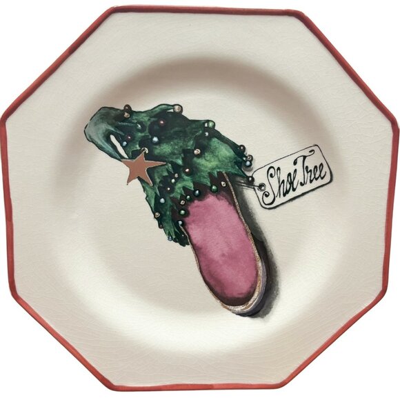 CHRISTMAS VTG Y2K Unique Shoes Holiday Lane Set Of 6 Salad/Dessert Plates NEW - Picture 3 of 11